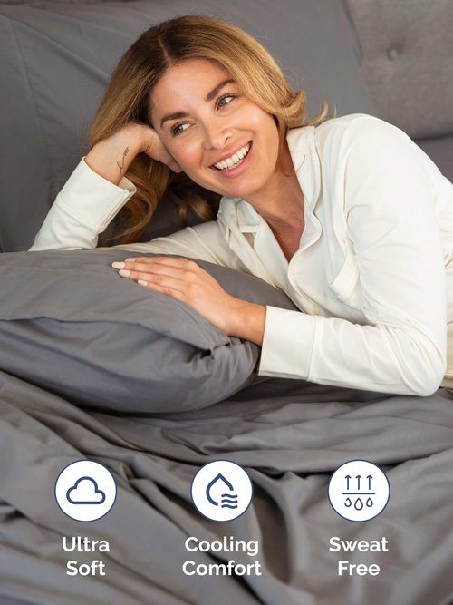 Extra Deep Pocket Twin XL Sheet Set by Hotel Luxury | 3-Piece Breathable & Cooling Bedding - Dark Grey