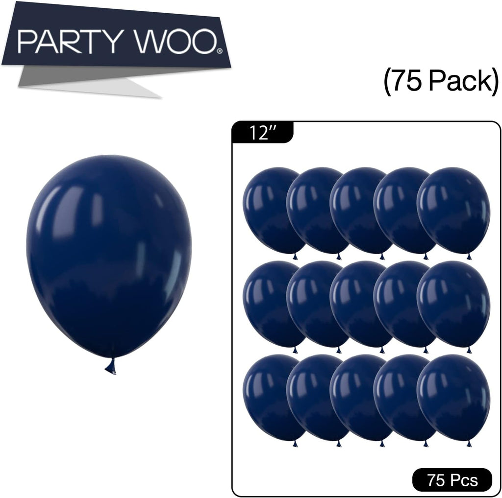 PartyWoo Navy Blue Balloons - 50 Pcs 12 Inch Matte Dark Blue Latex for Graduation & Celebrations