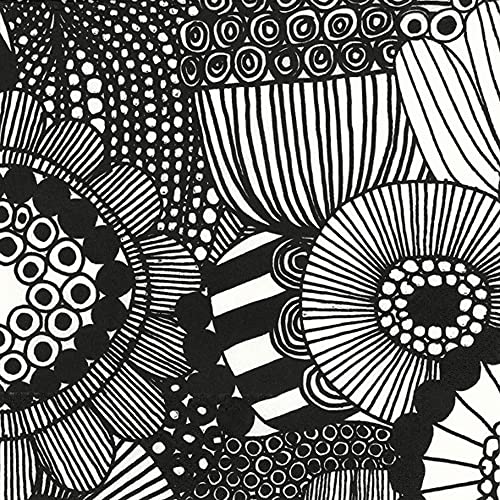 Marimekko Cocktail Napkins 20-Pack 5x5 Black and White Floral Design