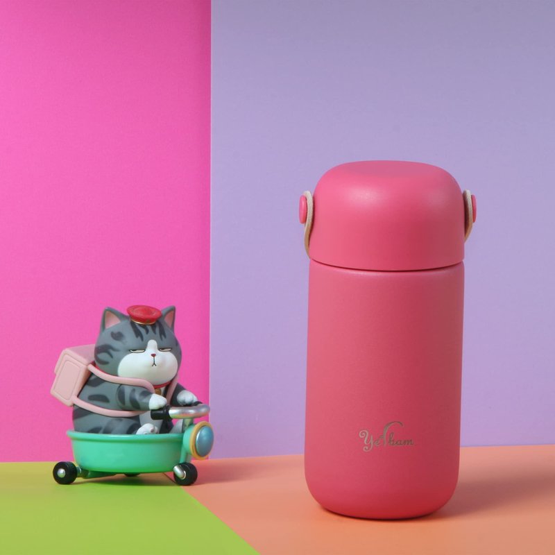 Yerbam 5.5oz Mini Tumbler Stainless Steel Vacuum Insulated Water Bottle Double Wall Thermos Flask Small Size BPA Free Leakproof (Blue-bubble gum Combo)