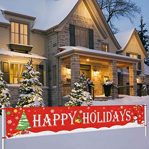 Happy Holidays Banner 8.2ft x 1.5ft Red Christmas Party Banner
