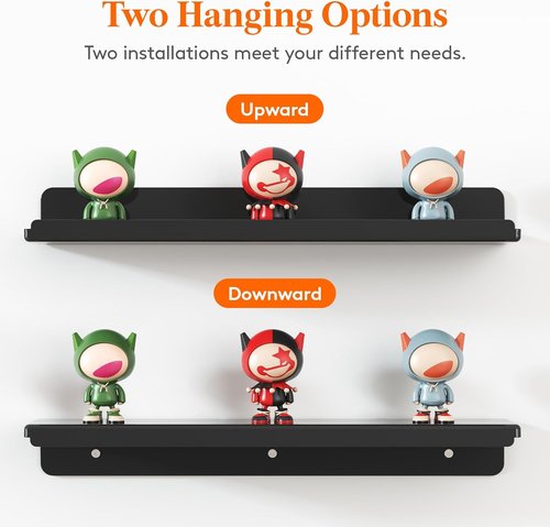 Lifewit Floating Shelves - 15" Acrylic Wall Organizer for Perfume & Decor | Black, Set of 6