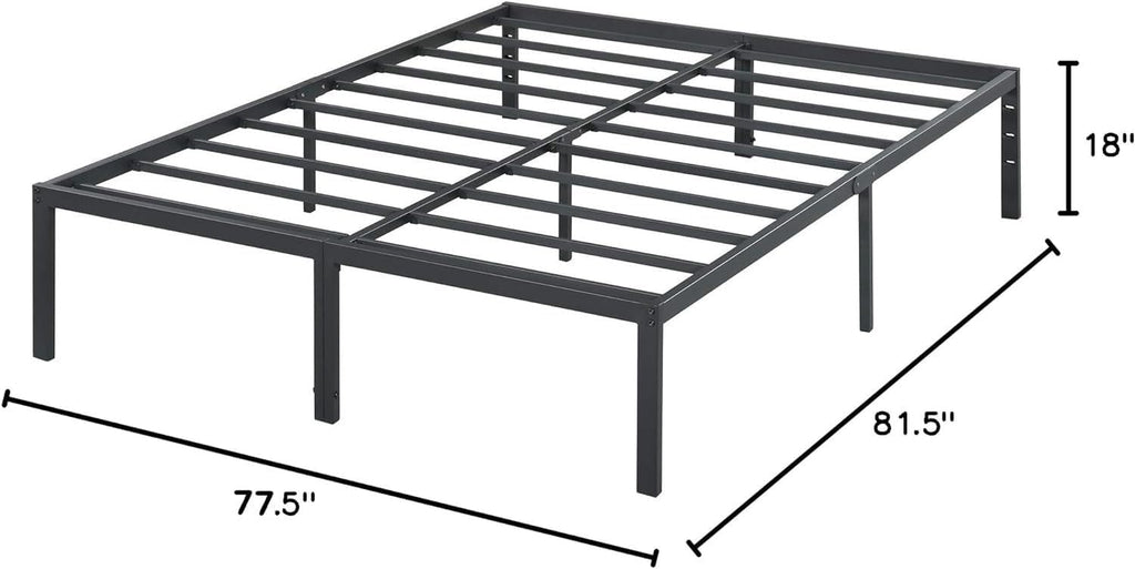 Olee Sleep King Size Platform Bed Frame - 18 Inch Heavy Duty Steel Slat Support, Noise-Free Design, Easy Assembly