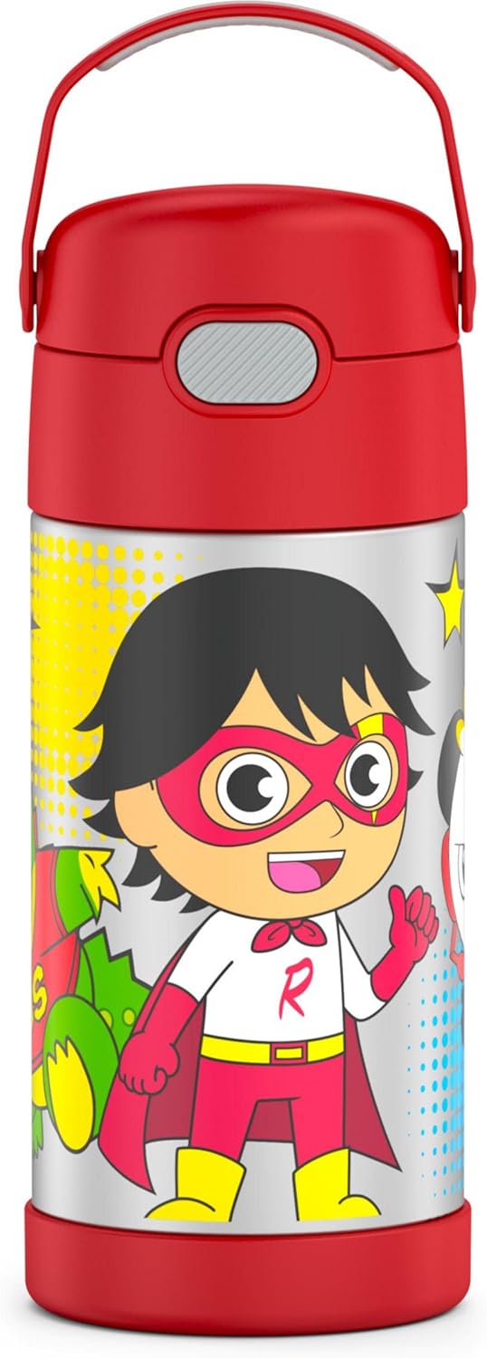 THERMOS FUNTAINER 12 Ounce Stainless Steel Kids Straw Bottle - Vacuum Insulated | Ryan's World Design