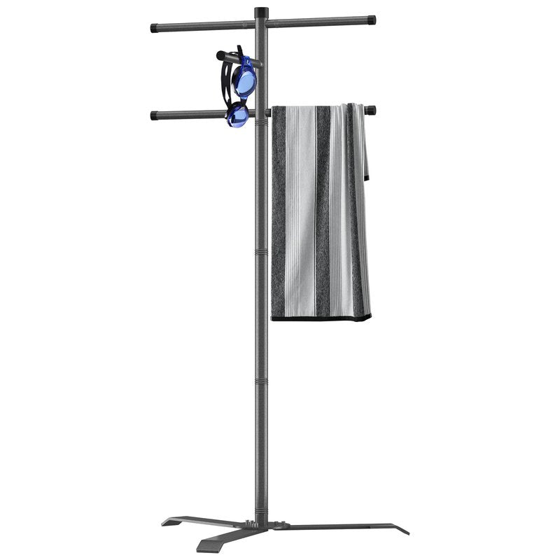 Qufiona Pool Towel Rack Outdoor, Heavy Duty Outdoor Towel Rack, 61 Inch Free Standing Rack for Pool & Hot Tub, Drying Towels, Swimsuits, Life Jackets and Goggles, Ideal Pool Accessories