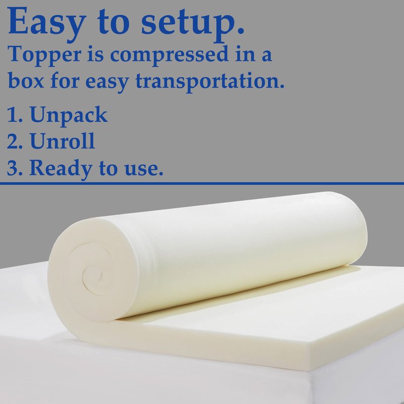 Spring Coil 2-inch High-Density Foam Bedding Mattress Topper | Breathable, Soft and Relaxing Bed Top Padding, Perfect Toppers Providing Support for Back and Lower Back for Mattress, Full, Off-White