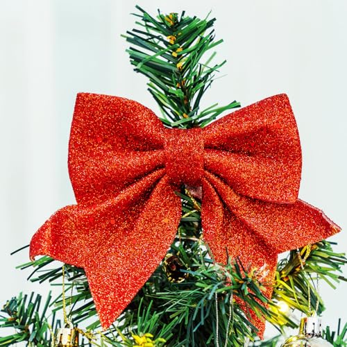 HUAERYOUYUE 24 Inch Dark Green Mini Christmas Tree with LED Lights & Ornaments