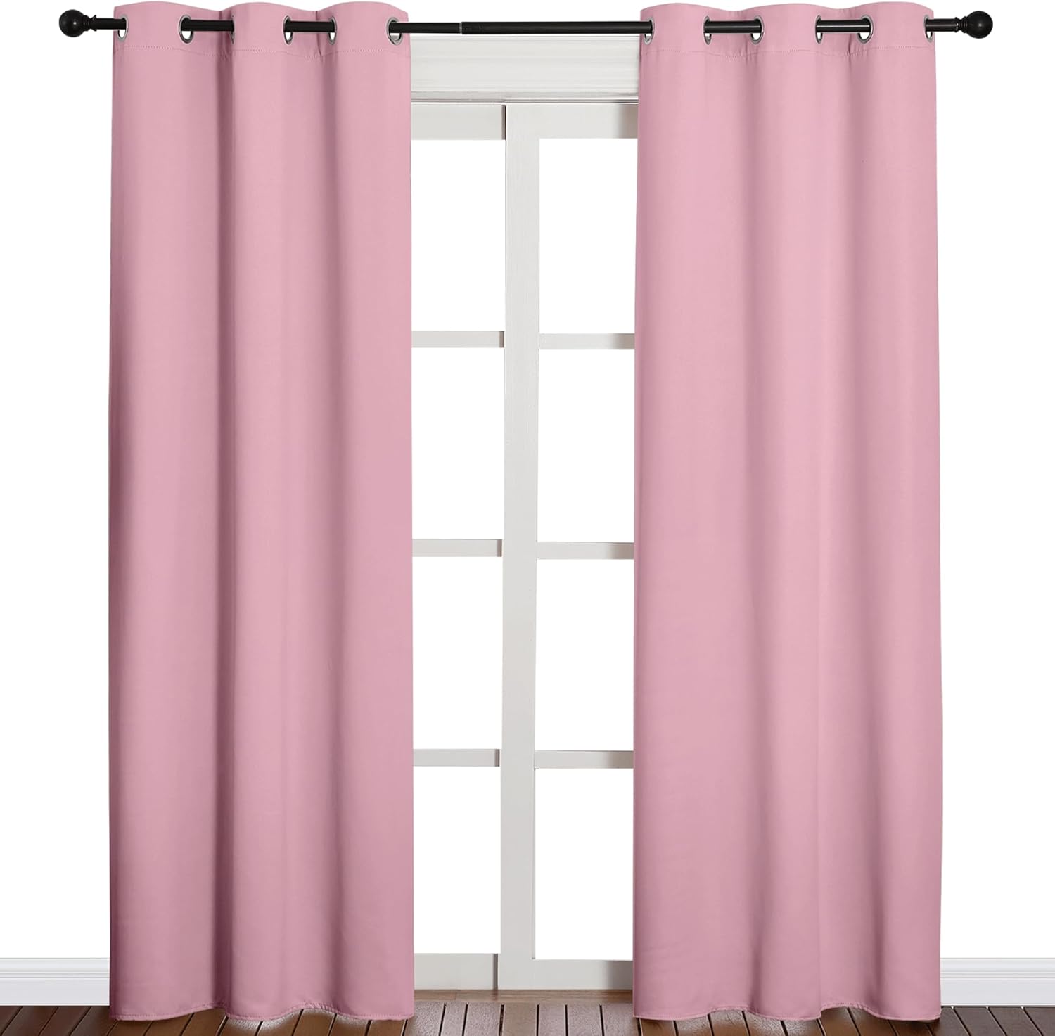NICETOWN Blackout Curtains - Thermal Insulated Grommet Drapes for Office & Theater | Crystal Pink, 84 Inches