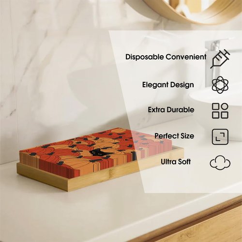 Horaldaily 50 Fall Disposable Paper Decorative Guest Napkins, Pumpkin Black Cat Hand Towel for Party Lunch Dinner Kitchen Bathroom