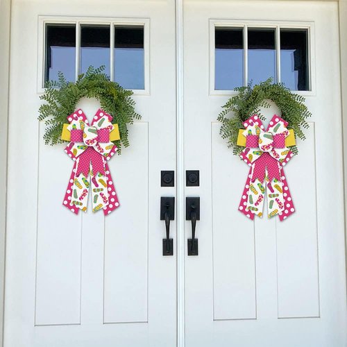 ALIBBON Large Flip Flop Bows - Vibrant Summer Wreath Bows in Red & Yellow | Perfect for Indoor & Outdoor Decor
