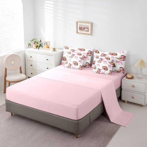 Feelyou Kids Pink Bow Twin Bed in a Bag 7 Pieces Boys Girls Cowboy Boots Comforter Set with Sheets Western Cowgirl Bedding Sets with Comforter, Pillowcases, Flat Sheet, Fitted Sheet and Cushion Cover