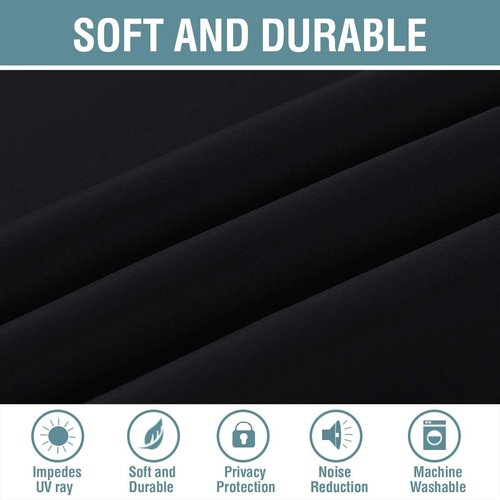 H.VERSAILTEX 100% Blackout Curtains - Thermal Insulated 96-Inch Long Panels | Energy-Saving Jet Black