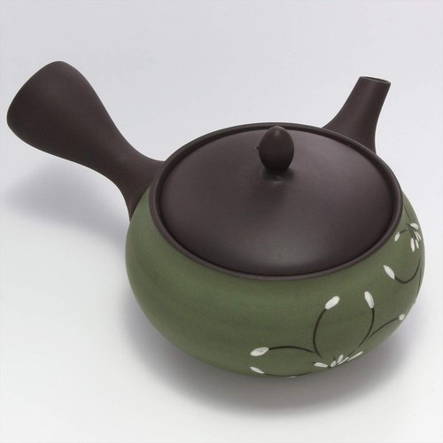 Tokoname Ware F829 Pottery Hiramaru Teapot Flower
