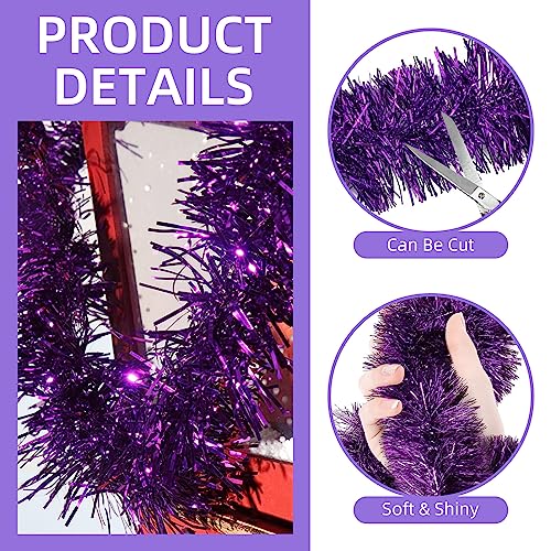 Ohiyoo Purple Tinsel Garland 50 Feet Christmas & Party Decor