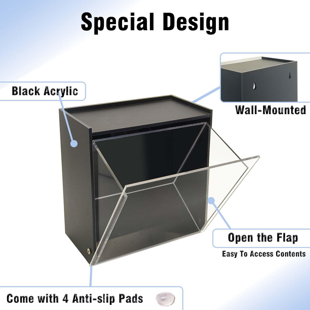 Gnjoyxuan Laundry Pods Container, Acrylic Wall Mounted Organizer with Extra Labels, Candy Dispenser Coffee Pod Holder Dishwasher Pods Case for Home,Kitchen, Office, Black