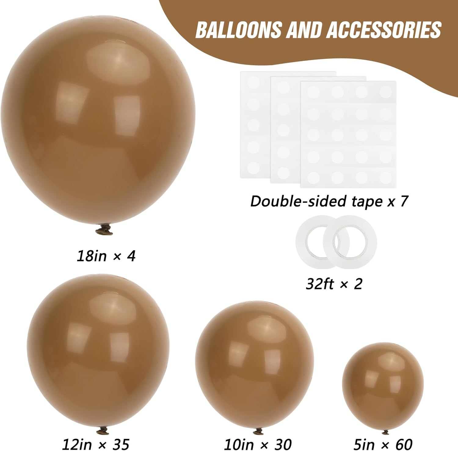 RUBFAC Brown Balloons - 129-Piece Latex Garland Kit | Boho Neutral Coffee Tan for Safari Baby Showers & Birthday Parties