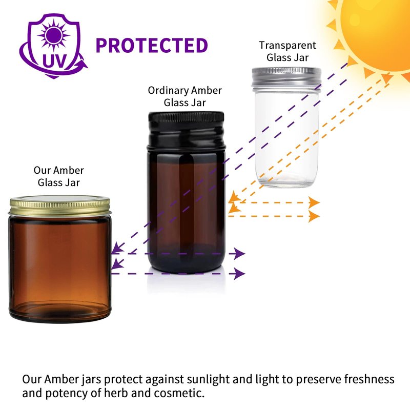 ELAORY 8 Oz Glass Jars with Lids,12 Pack Amber Glass Jars with Lids, Small Canning Jar, Candle Jars for Making Candles, Food Storage, Spices, Herbs, Homemade Cosmetics, Leak Proof & Dishwasher Safe