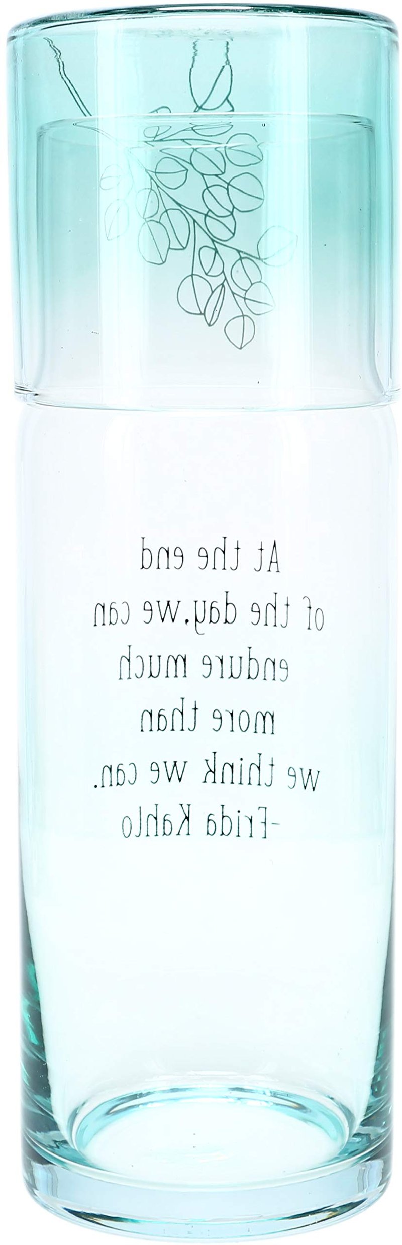 Pavilion Gift Company At The End of The Day, Endure Much More Than We Think We Can-Frida Kahlo Tumbler and Carafe Set, 32 oz, Blue, 27140