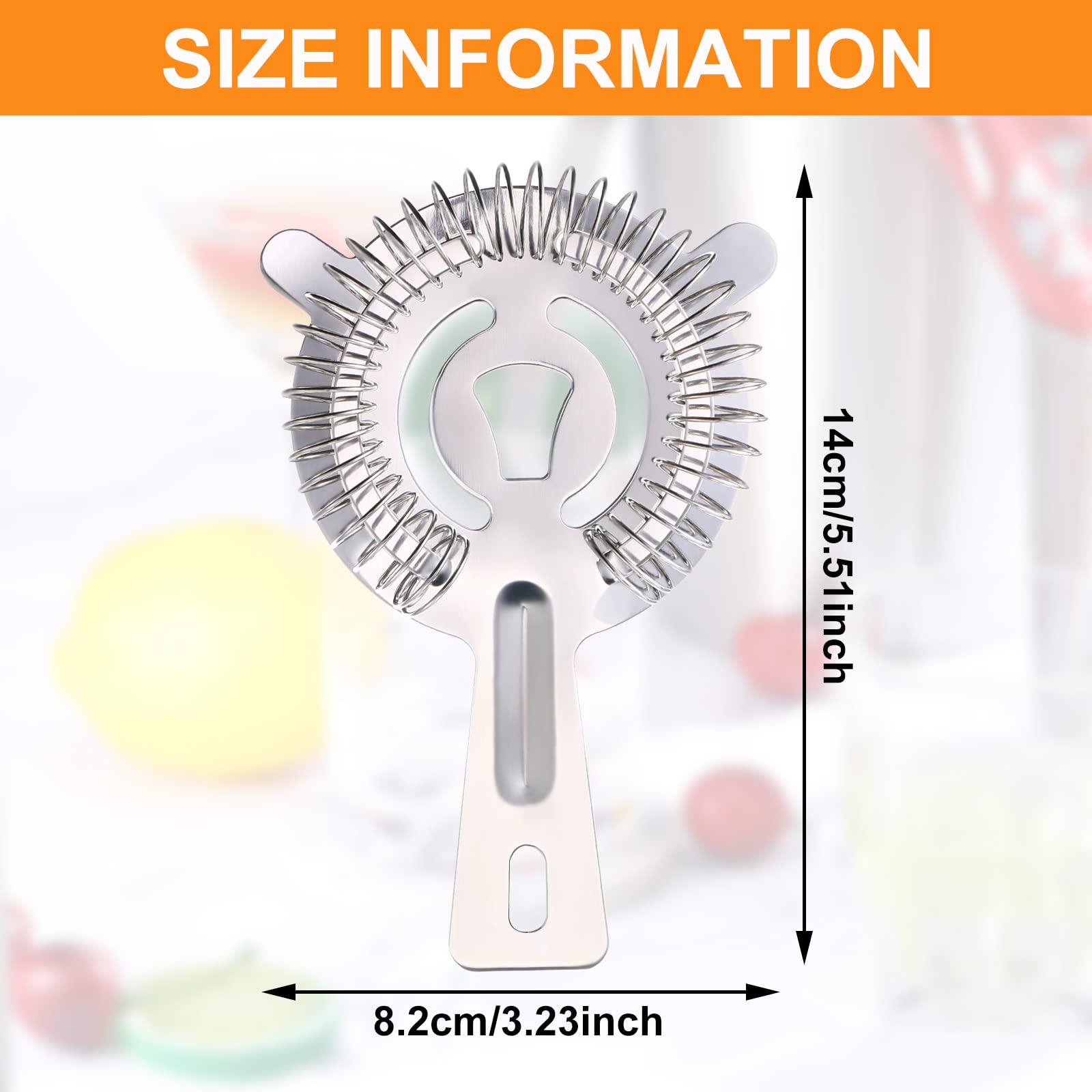 Perthlin 16 Pcs Bar Bartender Strainer Stainless Steel Drink Cocktail Strainers Silver Shaker Ice Bar Shelf or Bartenders Mixologists Drinking Water Filtering