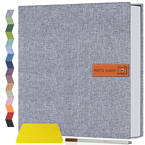 Self-Adhesive Photo Album Linen Scrapbook Memory Book for 4x6 5x7 8x10 Photos