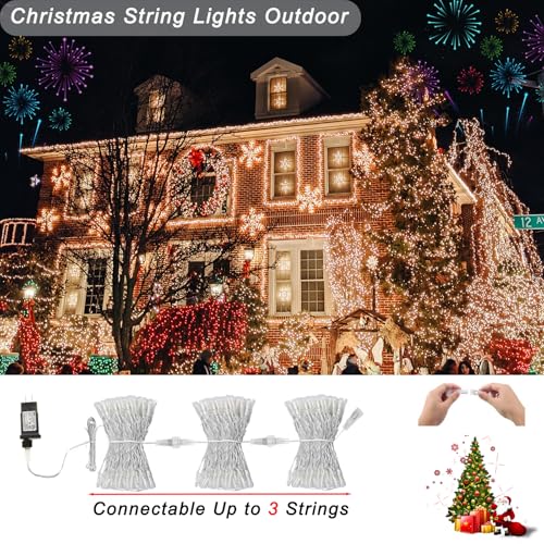 Color Changing Christmas Lights 35 Colors 33FT 100 LED Connectable Waterproof String Lights with Remote - Clear Wire