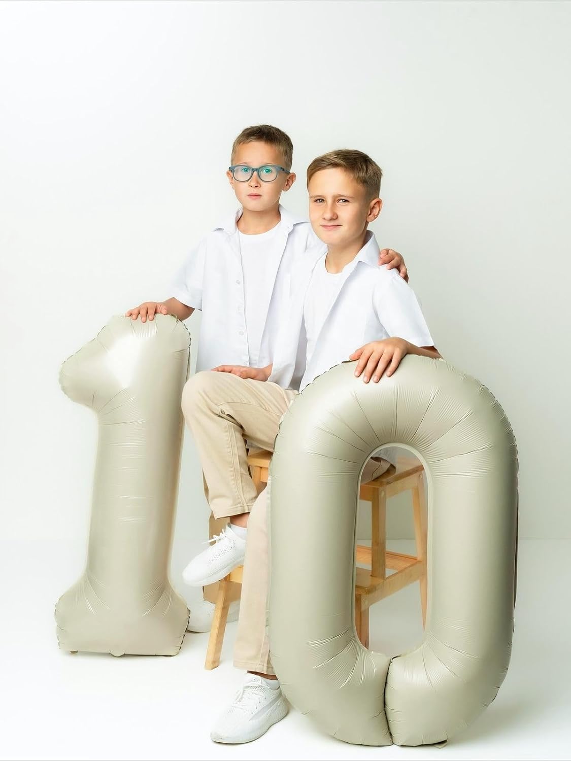 Skiennix 40-Inch Number 10 Balloon - Cream Foil Birthday Decoration for Men & Women