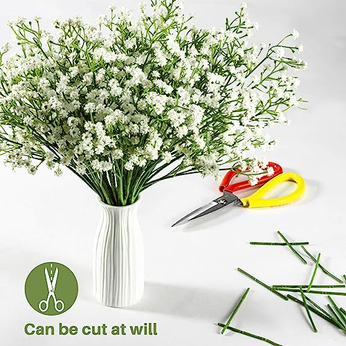 White Baby's Breath Artificial Flowers - 6 Pcs Faux Gypsophila Bouquet