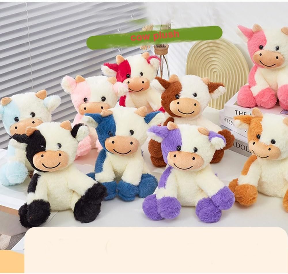 YUKOUQIAN Cow Plush Doll Toy - Cute 8-Inch Stuffed Animal for Girls & Boys | Perfect Christmas Gift