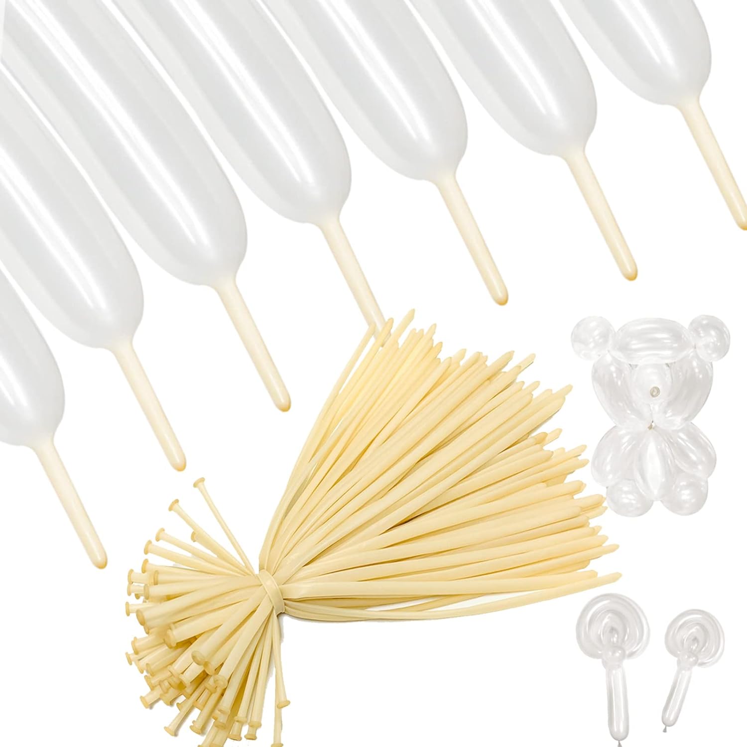 Skiennix 260 Clear Long Balloons - Thickened Latex Twisting Balloons for Animal Models | 100 Pack