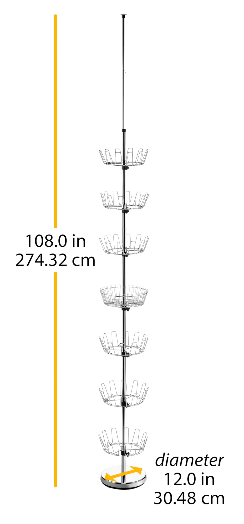 Whitmor 6 Tier Floor-To-Ceiling Shoe Spinner - Adjustable with Basket