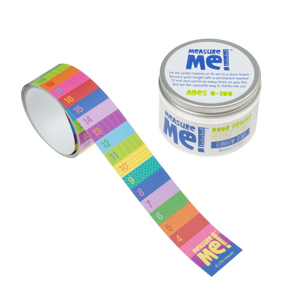 Measure Me! Baby Roll-up Door Frame Growth Height Chart for Children Kids Room - Rainbow Rows