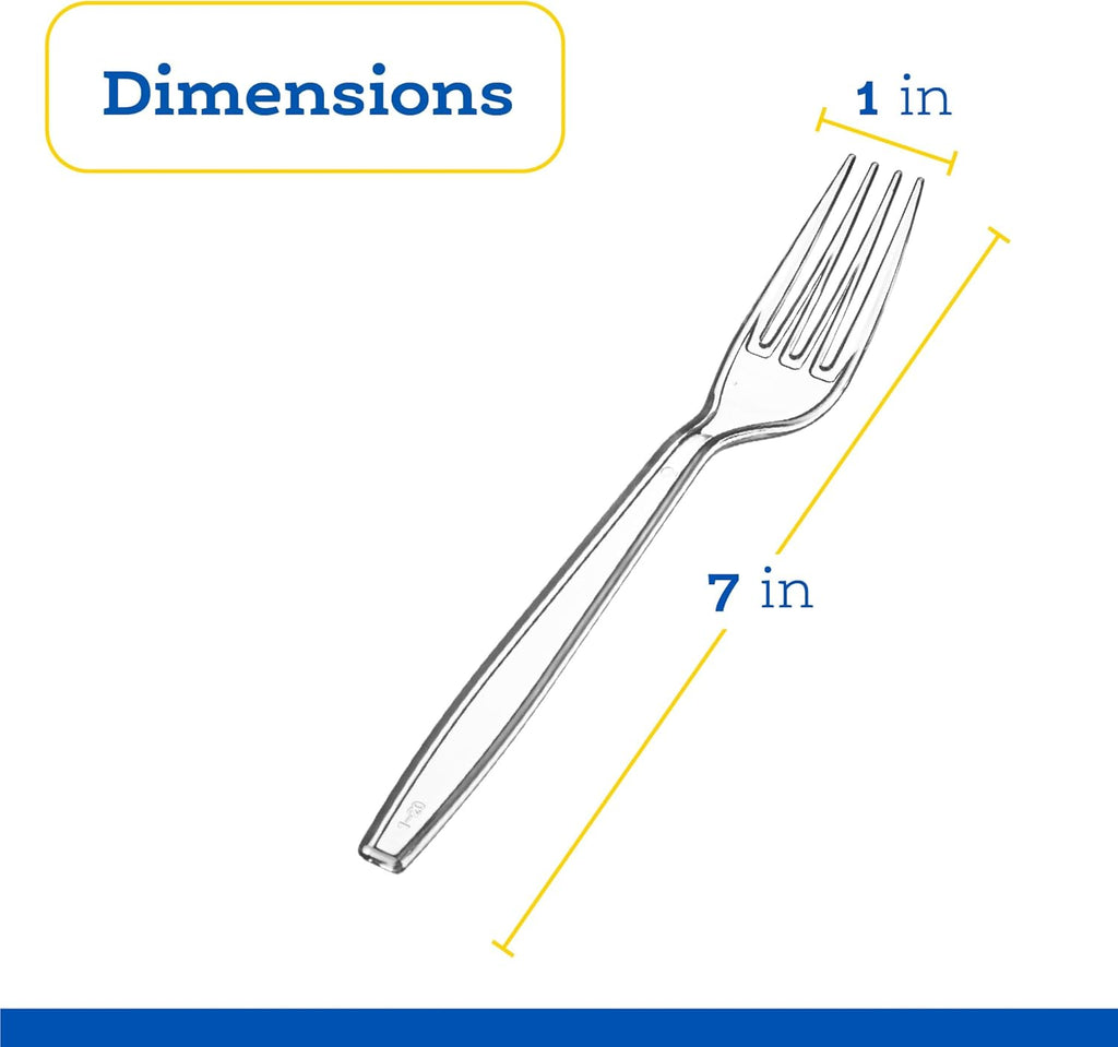 Plasticpro Heavyweight Disposable Clear Plastic Cutlery - 100 Count Forks for Convenient Dining