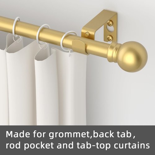 GXOACKJ Decorative Gold Curtain Rods - Heavy Duty Metal Set for Windows 32-48 Inch | 5/8 Inch Diameter