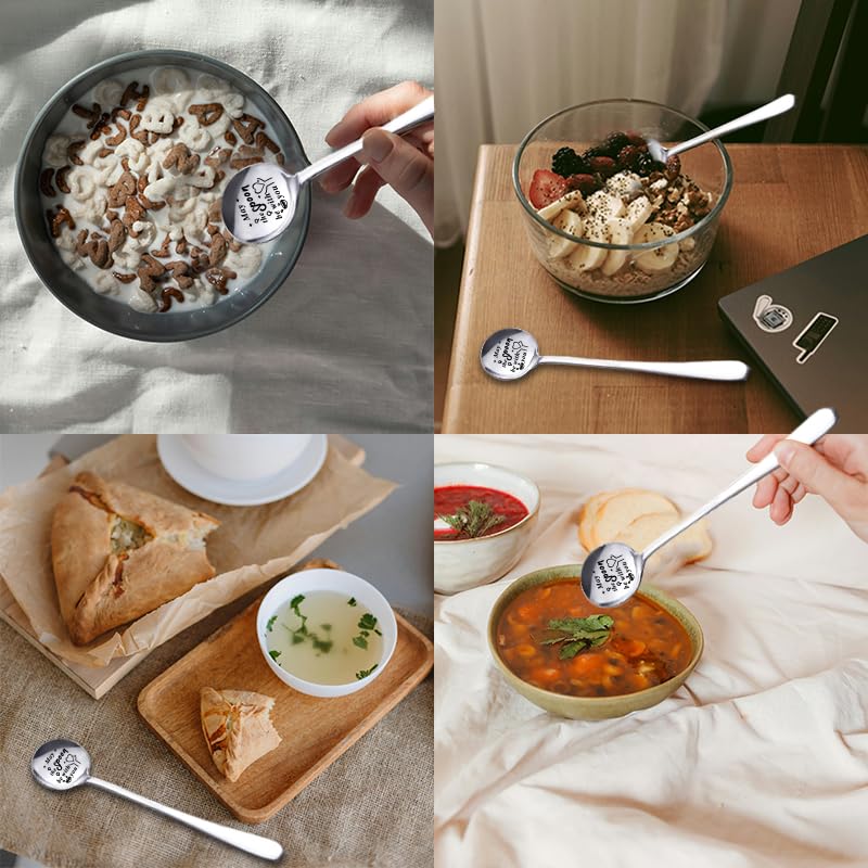 Yaozeio Stainless Steel Soup Spoons Set - Engraved Gift for Family & Friends