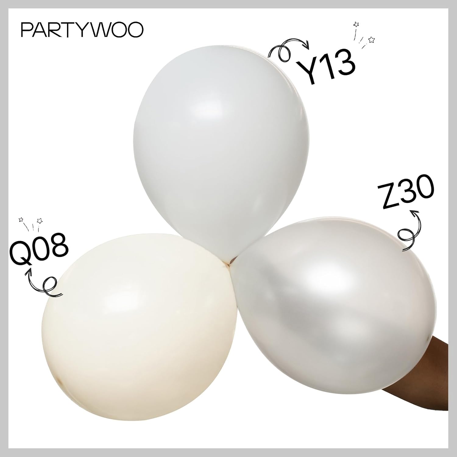 PartyWoo Pearl White Balloons - 100pcs 12-Inch Metallic Latex for Weddings, Anniversaries & Celebrations