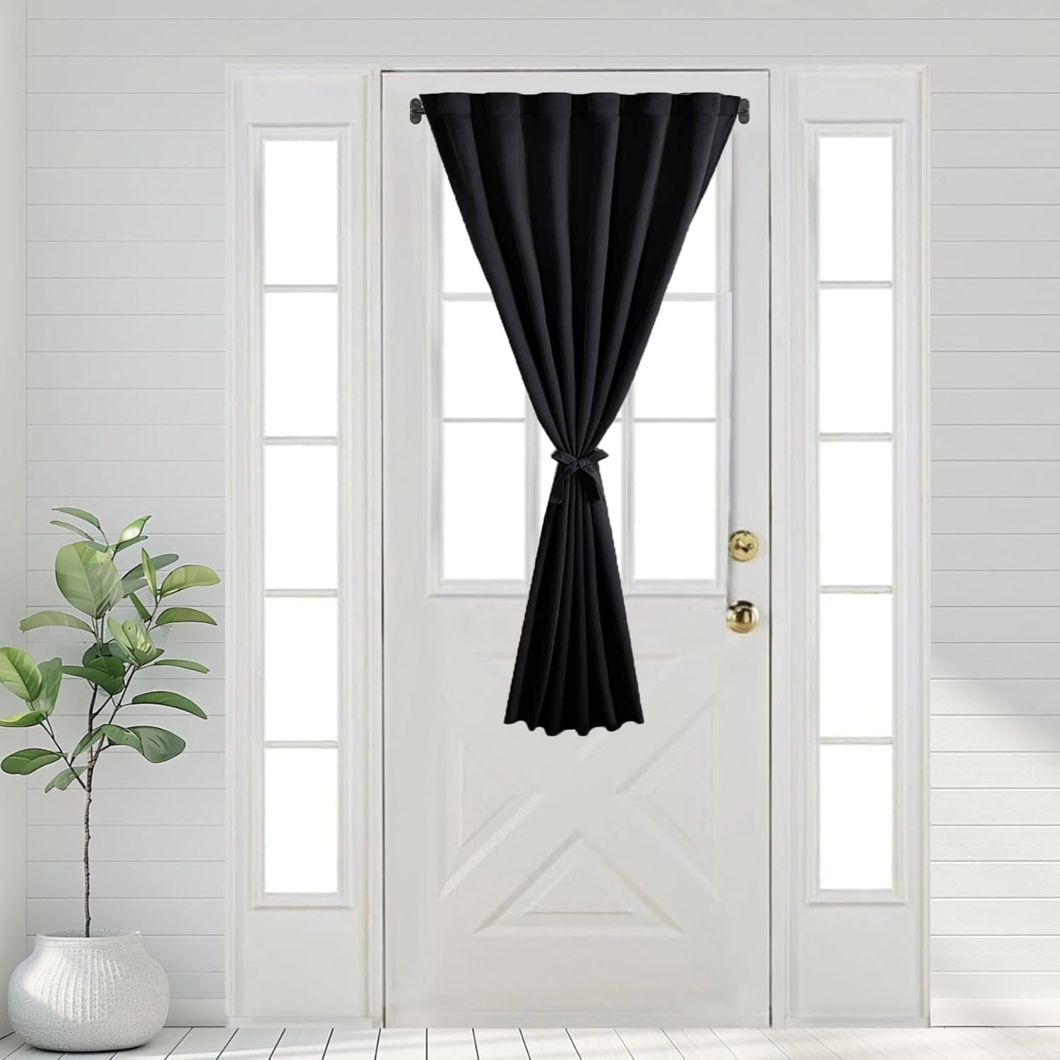 TYRON Adjustable Sash Curtain Rod - 18-30 Inch, 3/8 Inch Diameter for French Doors | Black Finish