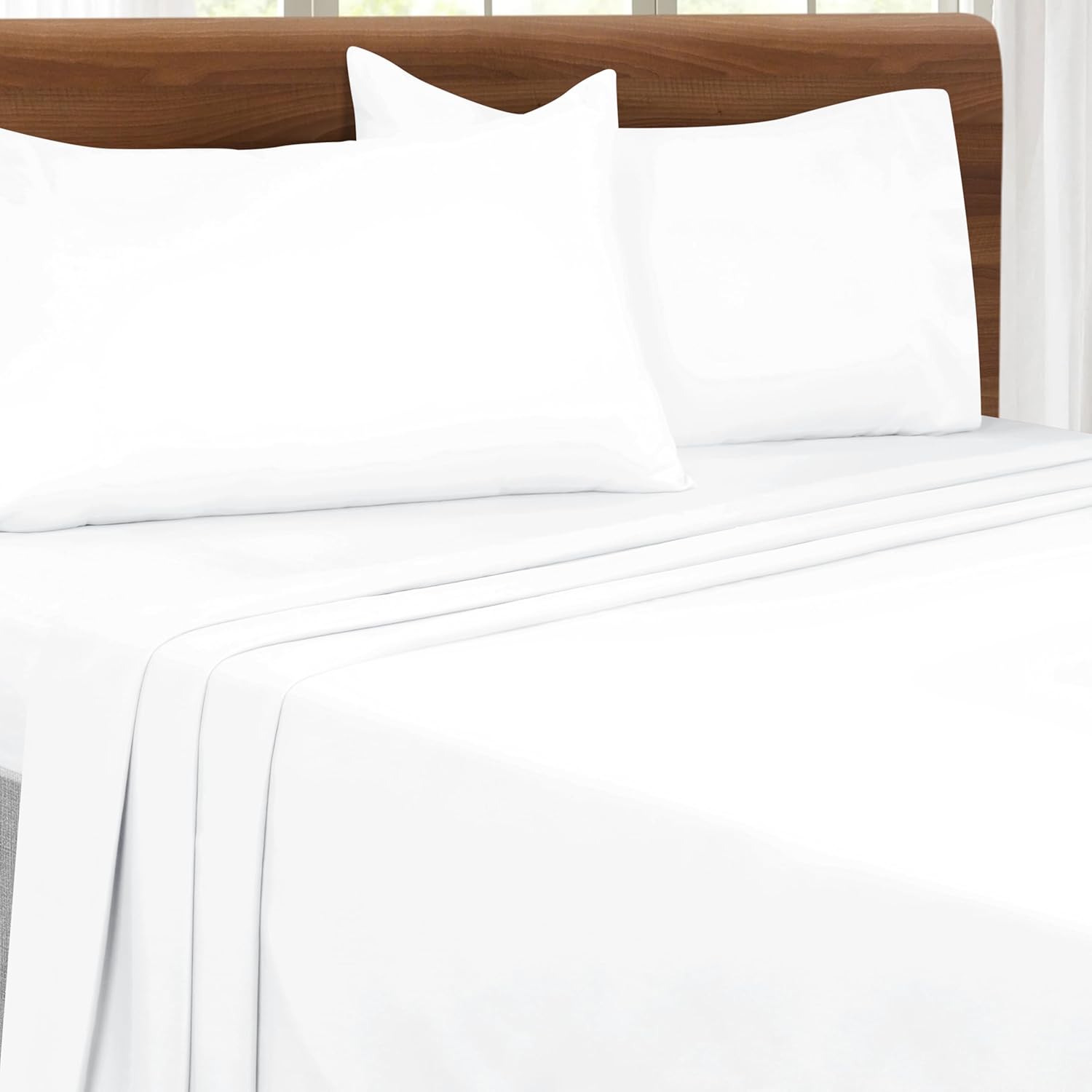 Queen Sheet Set - Ultra Soft Double Brushed Microfiber Bedding | 4-Piece Deep Pocket, Wrinkle-Free, Easy Care - White