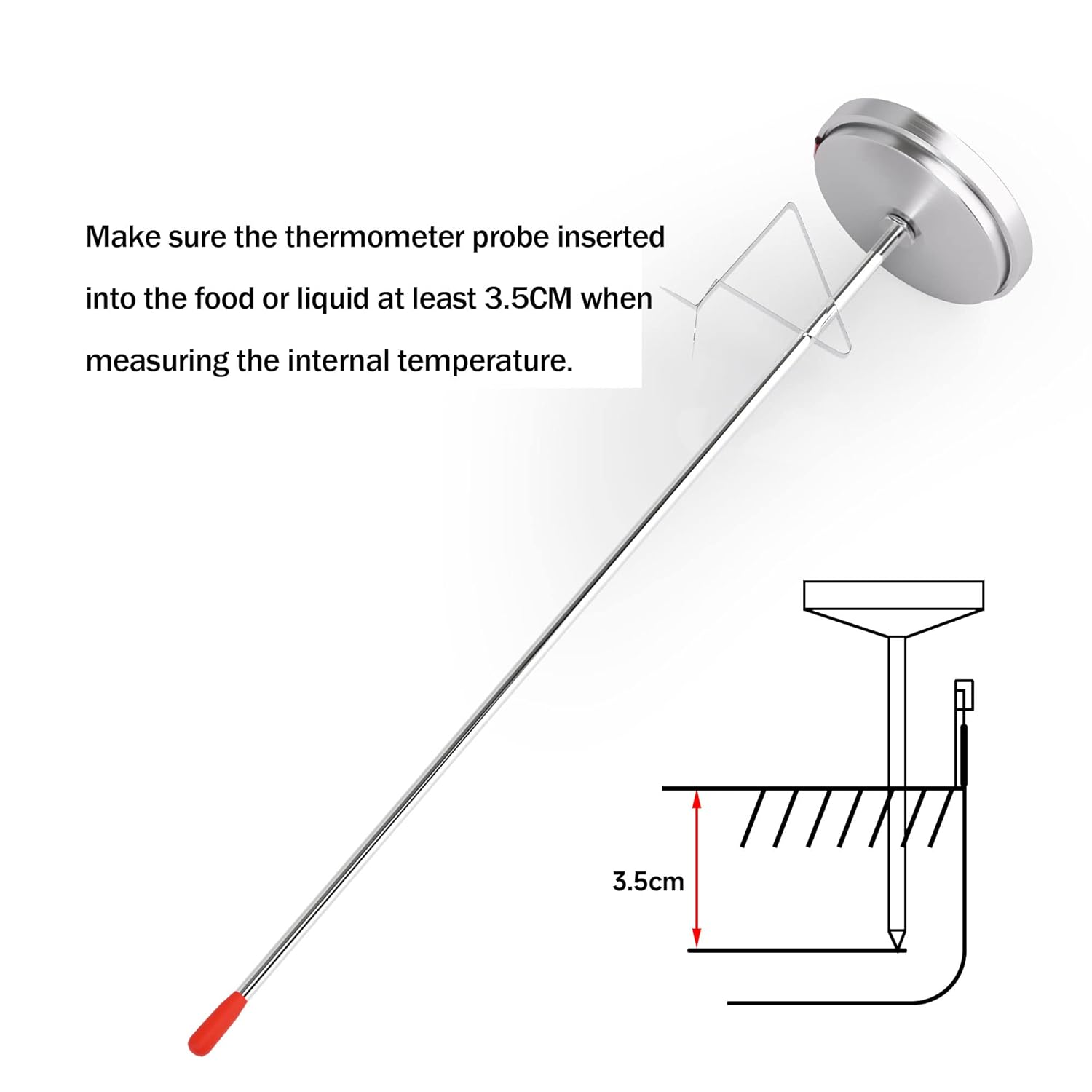 Skiennix Candy Thermometer - 2 Inch Large Dial & 9 Inch Stainless Steel Probe for Perfect Frying & Confectionery