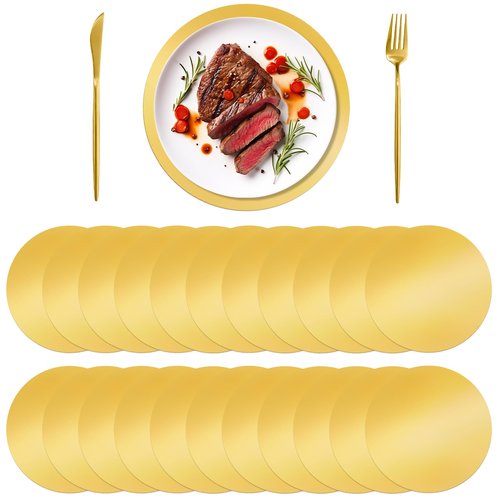 SAYAYA 150 Pcs Gold Glitter Paper Placemats Round Disposable Table Mats Mirror Foil Decorative Place Mats for Dining Wedding Banquet Party New Years Festive Birthday Holiday Christmas Table Decoration