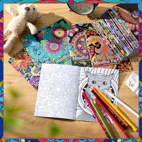 72 Pcs Adult Coloring Books Bulk Set, Mindful Floral Patterns for Party Favors