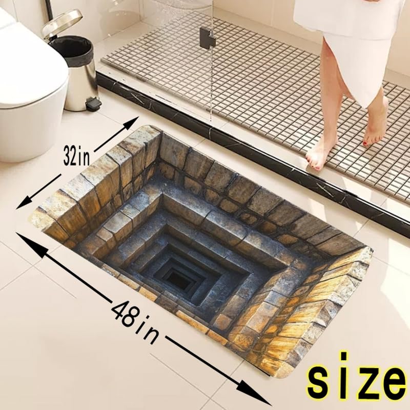 3D Optical Illusion Area Rug, Non-Slip Indoor Outdoor Doormat 32x48in