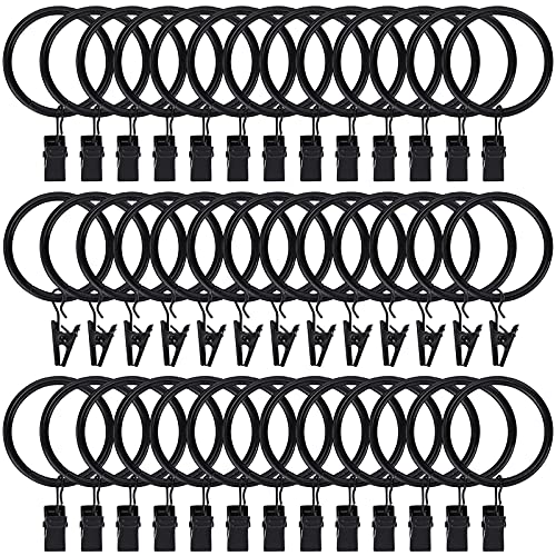 Heavy Duty Stainless Steel Curtain Rings with Clips - 1.5 Inch, 44 Pack