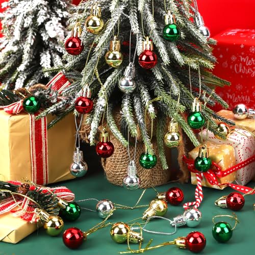 Jansun Christmas Classic Miniature Glitter Ornaments - 60PCS Holiday Tree Decorations