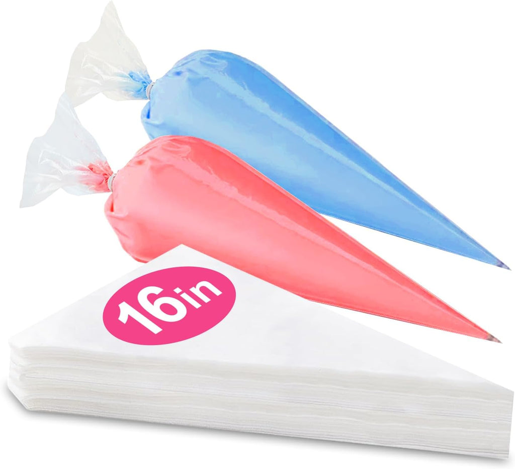 Skiennix 16-Inch Disposable Piping Bags - 50 Large Pastry Bags for Cake Decorating & Icing