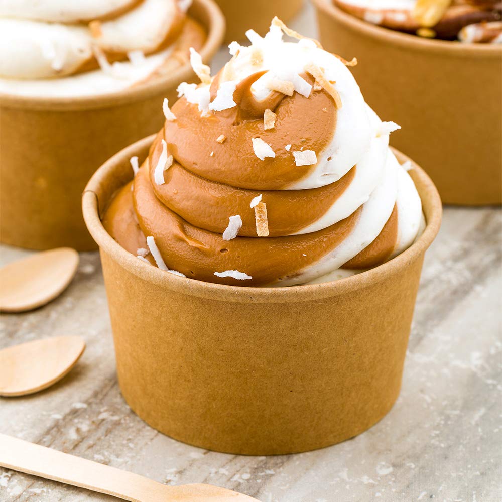 Coppetta 5-Ounce Dessert Cups, 200 Disposable Ice Cream Cups - Lids Sold Separately, Sturdy, Kraft Paper Frozen Yogurt Bowls, For Hot And Cold Foods, Perfect For Gelato Or Mousse - Restaurantware