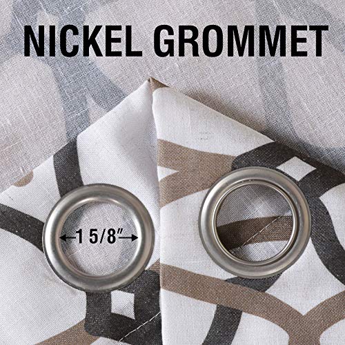 H.VERSAILTEX Linen Curtain 84 Inch Length 2 Panel Linen Sheer Curtains Textured Flax Window Curtain Draps for Living Room, Privacy Modern Printed Grommet Grapes Geometric Taupe/Brown