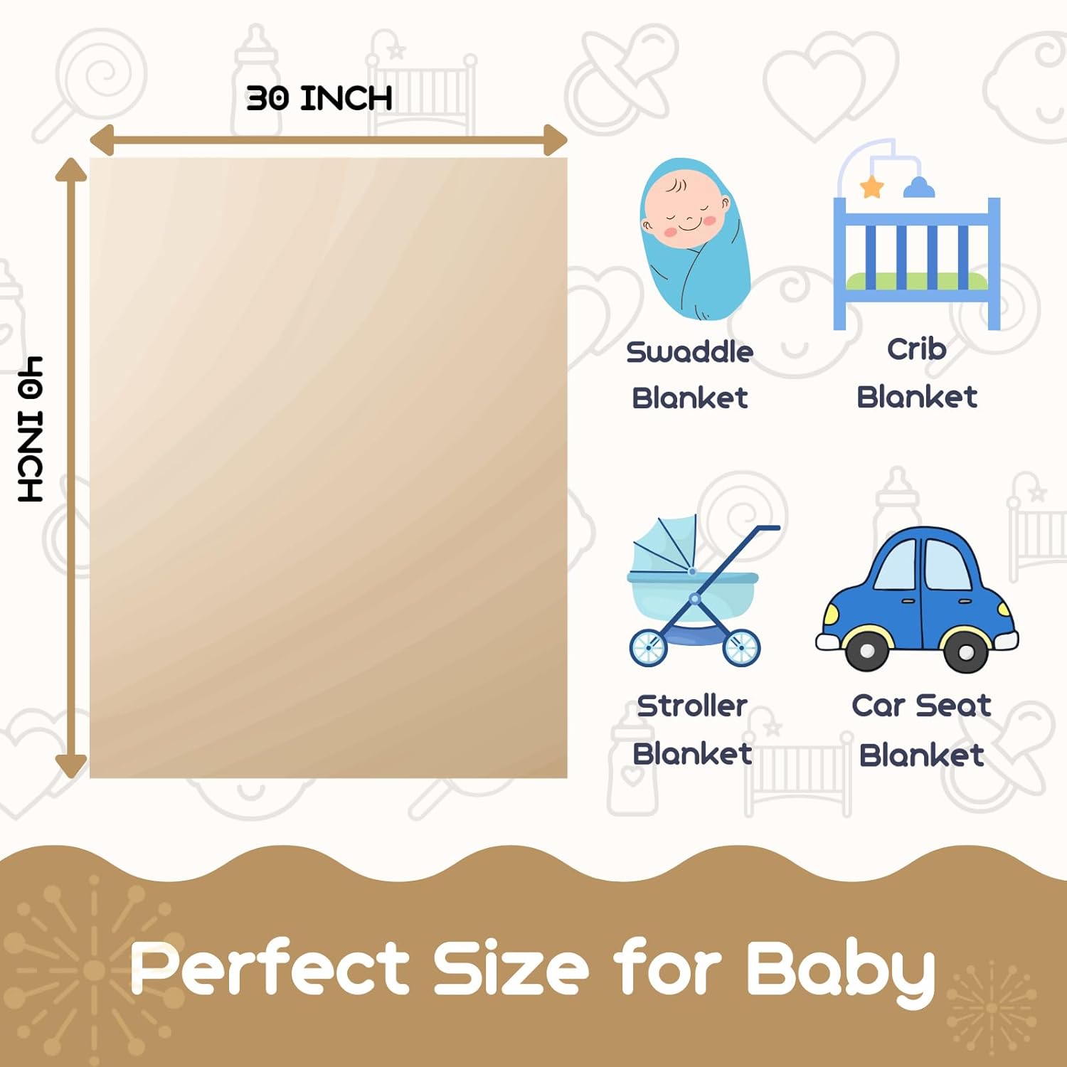 Sherpa Fleece Baby Blanket - Ultra Soft & Fluffy Premium Receiving Blanket for Infants | 30”×40” (Khaki)