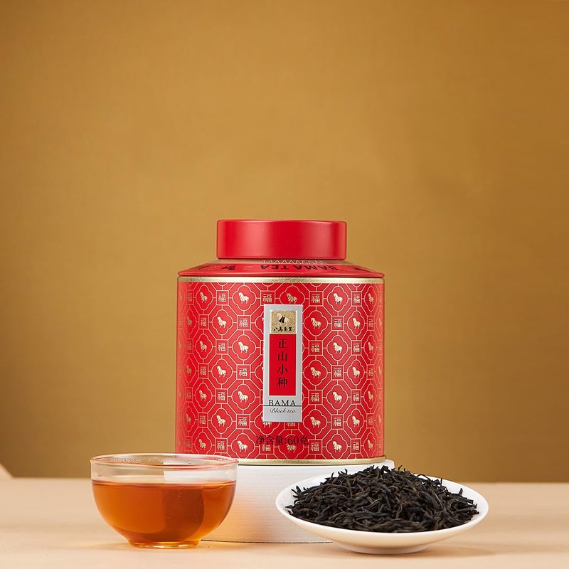 BAMATEA Premium Unsmoked Lapsang Souchong Tea Loose Leaf - Traditional Zhengshan Xiaozhong Black Tea for Gifting, 2.12oz Airtight Canister