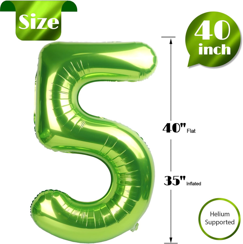 Number 5 Balloon - 40 Inch Light Green Birthday Decorations for 5th Birthday Party Supplies