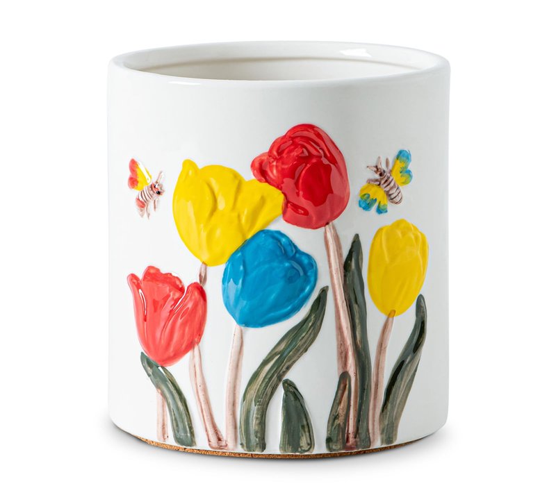 GABROC Tulip Ceramic Kitchen Utensil Holder White